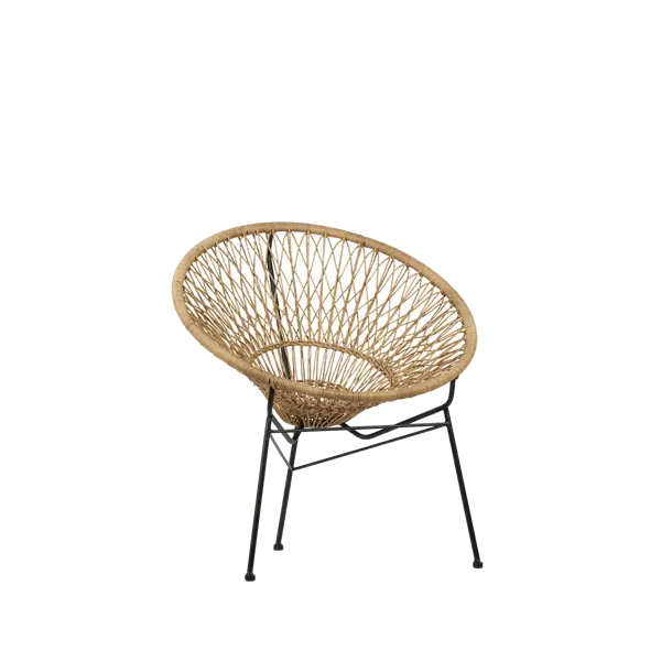 Fauteuil Rotan met zwart onderstel