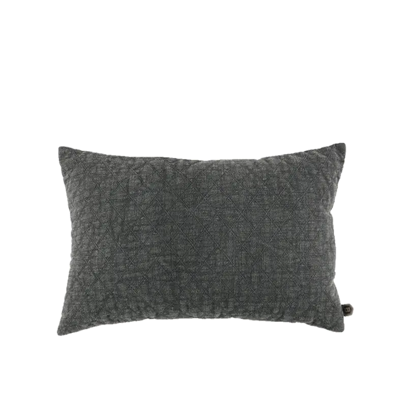Kussen velour grijs structuur 60x40 cm