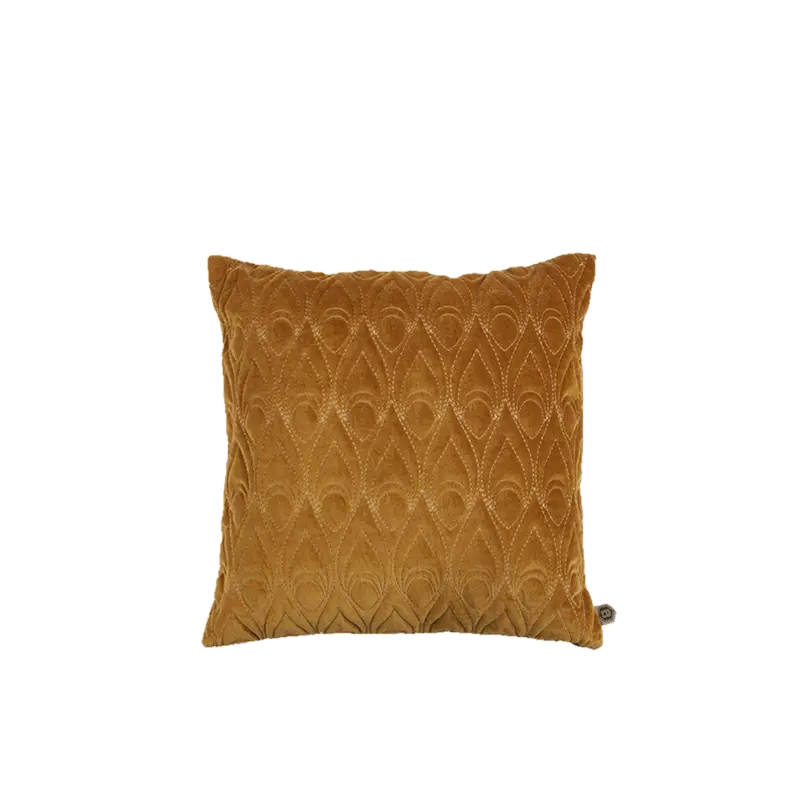 Kussen velour oker structuur 50x50 cm
