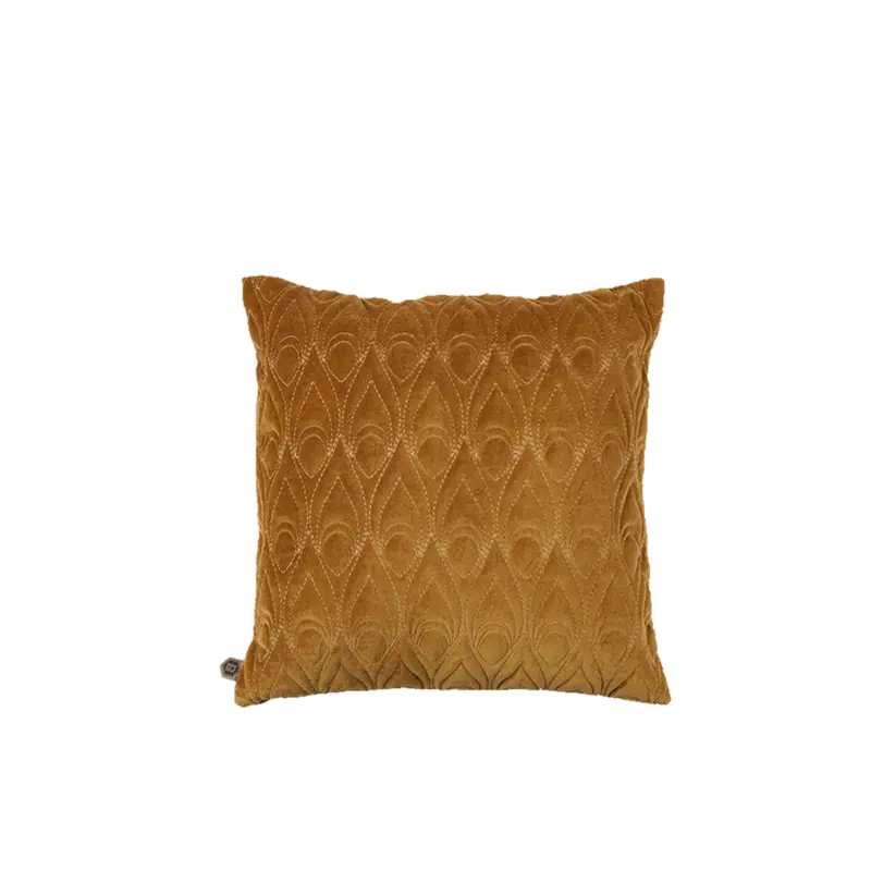 Kussen velour oker structuur 50x50 cm