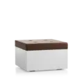 Lounge hocker Weelderig Wit, cognac kussen
