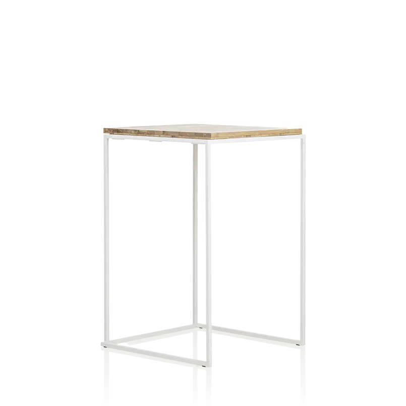 Statafel Eigentijds Eiken open frame wit 70x70 cm