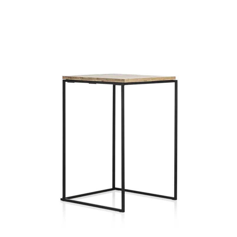 Statafel Eigentijds Eiken open frame zwart 70x70 cm