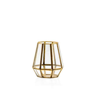 Windlicht goud Hexagon - small 14 x 13 cm